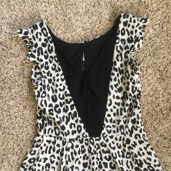 Express Leopard Print Skater Dress w Lace Back - Picture 3 of 5